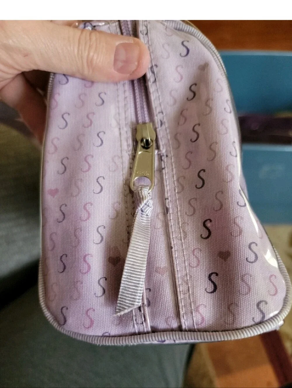 Liz Claiborne Lavender S Print Purse and Matching Cosmetic Bag